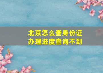 北京怎么查身份证办理进度查询不到