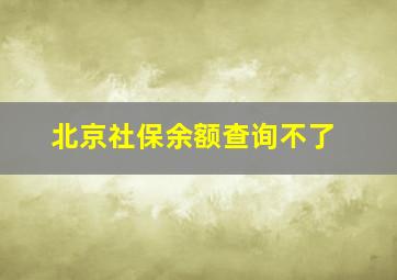 北京社保余额查询不了