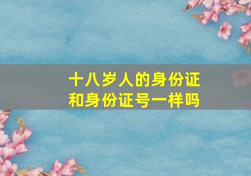 十八岁人的身份证和身份证号一样吗