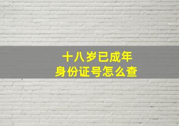 十八岁已成年身份证号怎么查