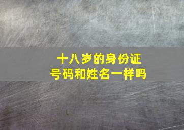 十八岁的身份证号码和姓名一样吗