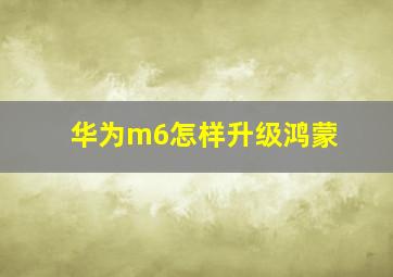 华为m6怎样升级鸿蒙