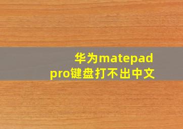 华为matepadpro键盘打不出中文