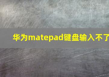 华为matepad键盘输入不了