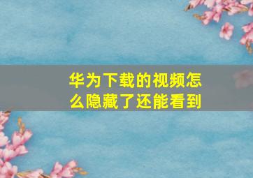 华为下载的视频怎么隐藏了还能看到