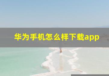 华为手机怎么样下载app