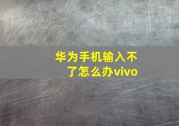 华为手机输入不了怎么办vivo