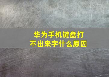 华为手机键盘打不出来字什么原因