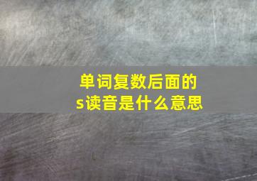 单词复数后面的s读音是什么意思