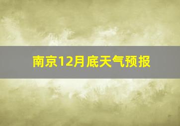 南京12月底天气预报