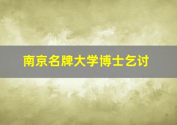 南京名牌大学博士乞讨