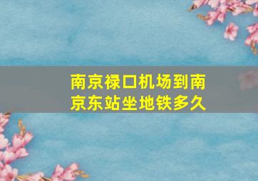 南京禄口机场到南京东站坐地铁多久