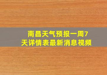 南昌天气预报一周7天详情表最新消息视频