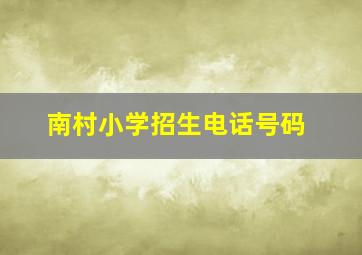 南村小学招生电话号码