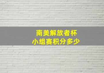 南美解放者杯小组赛积分多少