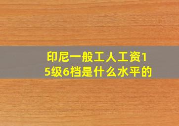 印尼一般工人工资15级6档是什么水平的