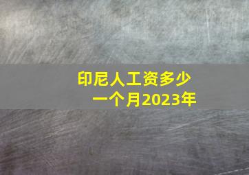 印尼人工资多少一个月2023年