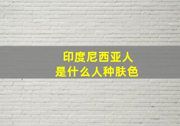 印度尼西亚人是什么人种肤色