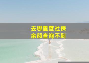 去哪里查社保余额查询不到