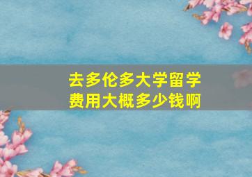 去多伦多大学留学费用大概多少钱啊