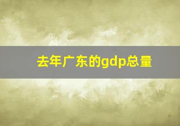 去年广东的gdp总量