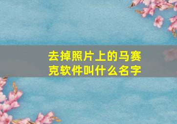 去掉照片上的马赛克软件叫什么名字