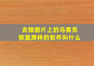 去除图片上的马赛克恢复原样的软件叫什么