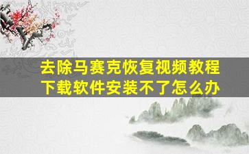 去除马赛克恢复视频教程下载软件安装不了怎么办