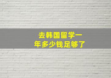 去韩国留学一年多少钱足够了