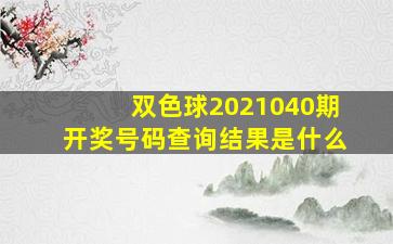 双色球2021040期开奖号码查询结果是什么