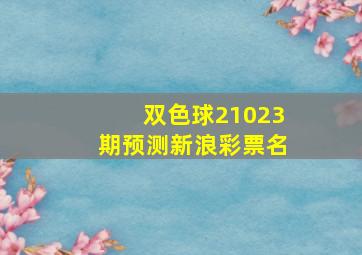 双色球21023期预测新浪彩票名