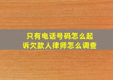 只有电话号码怎么起诉欠款人律师怎么调查