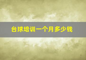 台球培训一个月多少钱