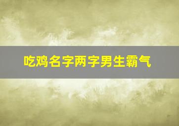 吃鸡名字两字男生霸气