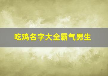 吃鸡名字大全霸气男生