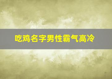 吃鸡名字男性霸气高冷