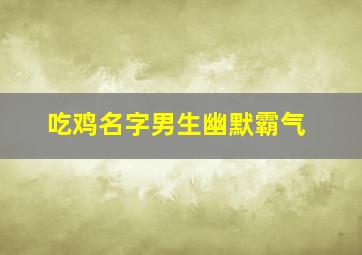 吃鸡名字男生幽默霸气