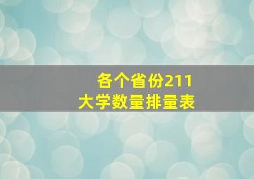 各个省份211大学数量排量表