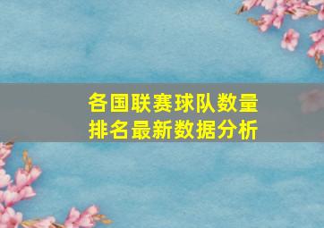 各国联赛球队数量排名最新数据分析