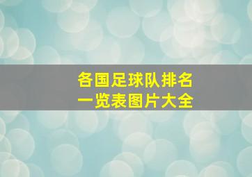 各国足球队排名一览表图片大全