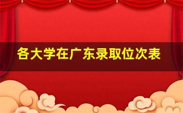 各大学在广东录取位次表