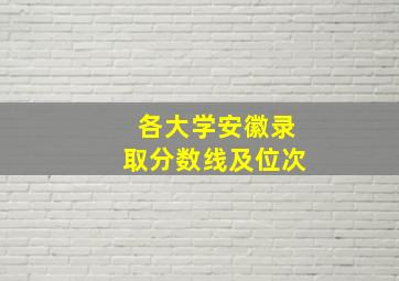 各大学安徽录取分数线及位次