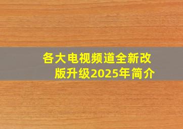 各大电视频道全新改版升级2025年简介