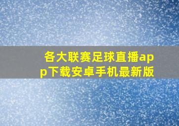 各大联赛足球直播app下载安卓手机最新版