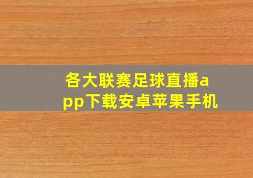 各大联赛足球直播app下载安卓苹果手机