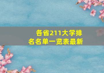 各省211大学排名名单一览表最新