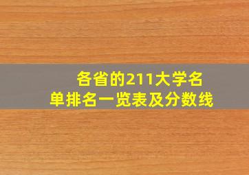 各省的211大学名单排名一览表及分数线