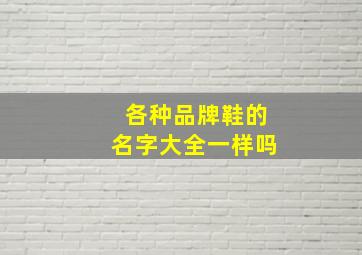 各种品牌鞋的名字大全一样吗