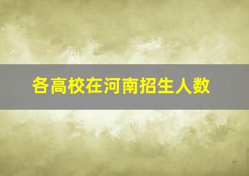 各高校在河南招生人数