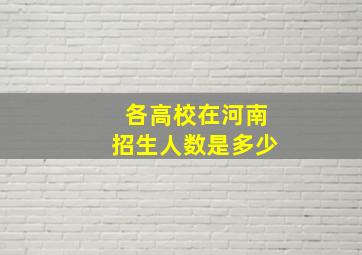 各高校在河南招生人数是多少